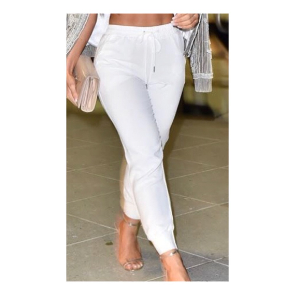 White athleisure joggers